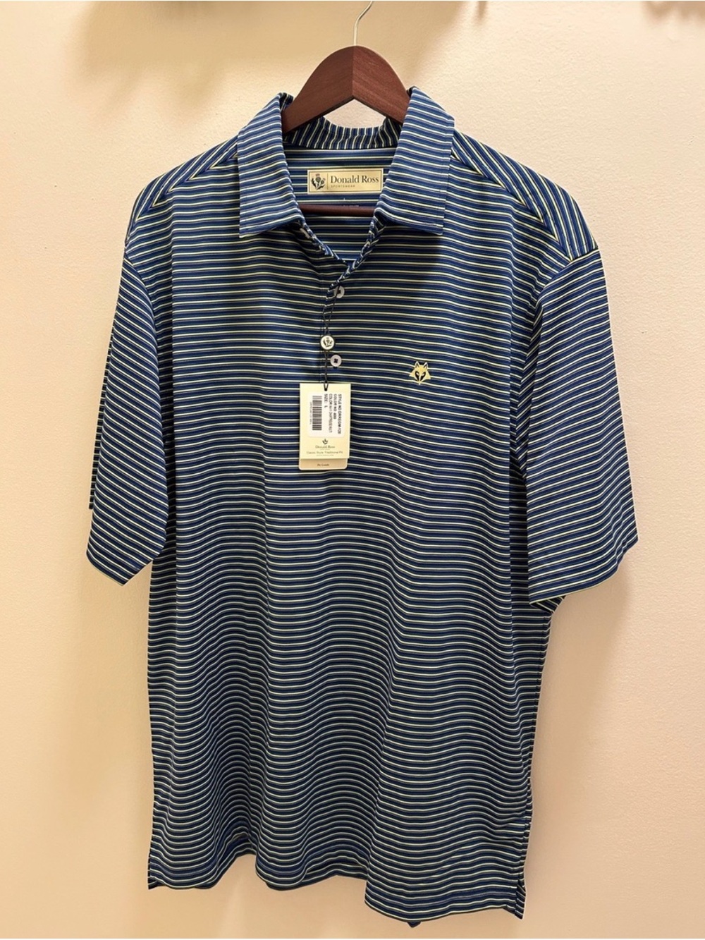 Men's Donald Ross Navy & Lime Stripe Polo Shirt